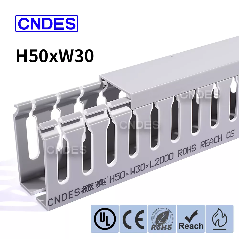 50×30 slidset PVC-kabelorganisationskanal